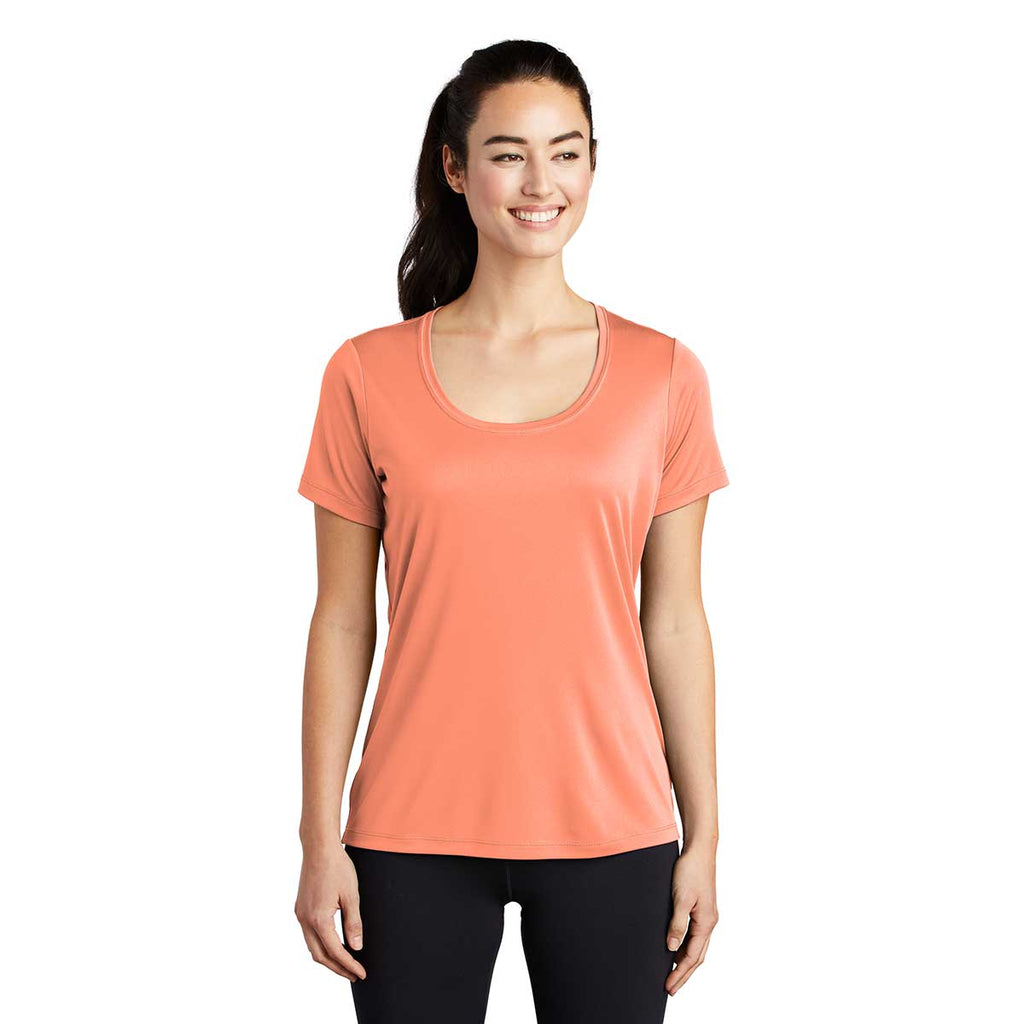 Sport-Tek Women's Soft Coral Posi-UV Pro Scoop Neck Tee