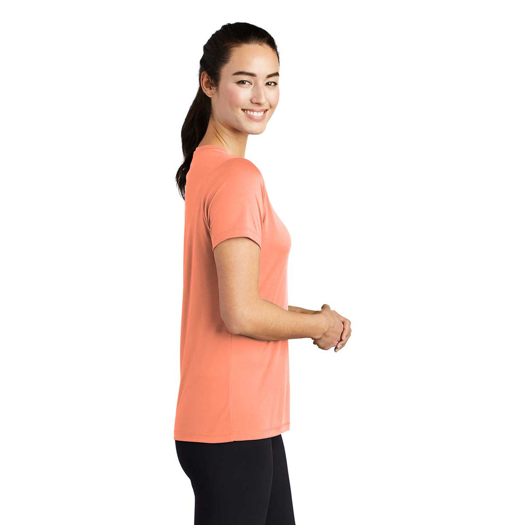 Sport-Tek Women's Soft Coral Posi-UV Pro Scoop Neck Tee