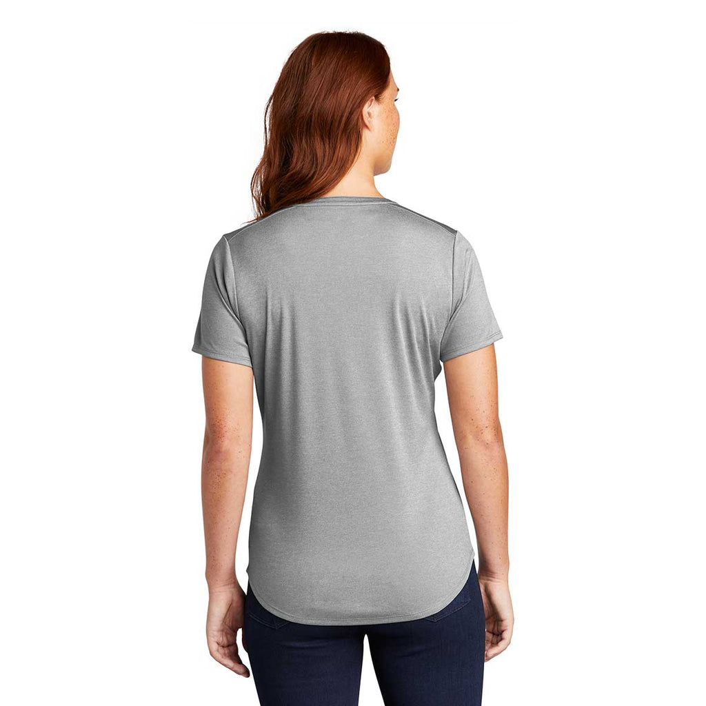 Sport-Tek Women's Light Grey Heather Endeavor Henley