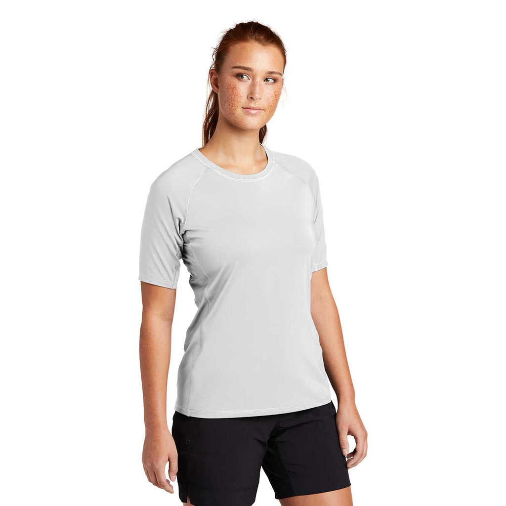 Sport-Tek Women's White Short Sleeve Rashguard Tee