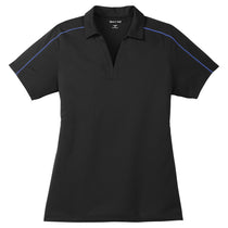 Sport-Tek Women's Black/True Royal Micropique Sport-Wick Piped Polo