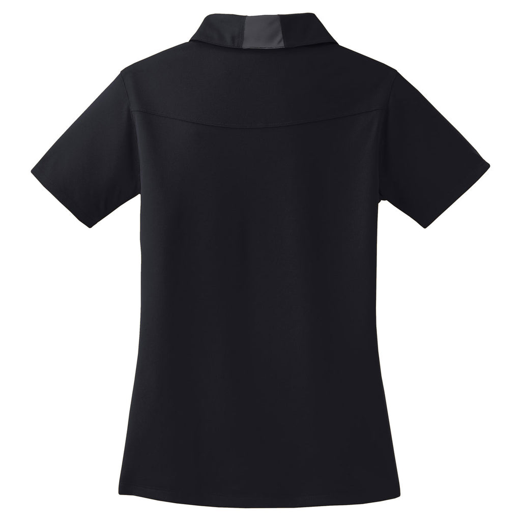 Sport-Tek Women's Black/Iron Grey Side Blocked Micropique Sport-Wick Polo