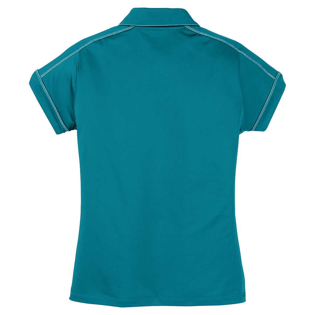 Sport-Tek Women's Tropic Blue Contrast Stitch Micropique Sport-Wick Polo