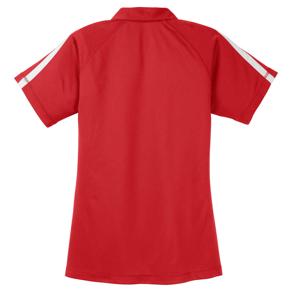 Sport-Tek Women's True Red PosiCharge Micro-Mesh Colorblock Polo