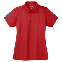 Sport-Tek Women's True Red/Grey PosiCharge Active Textured Colorblock Polo