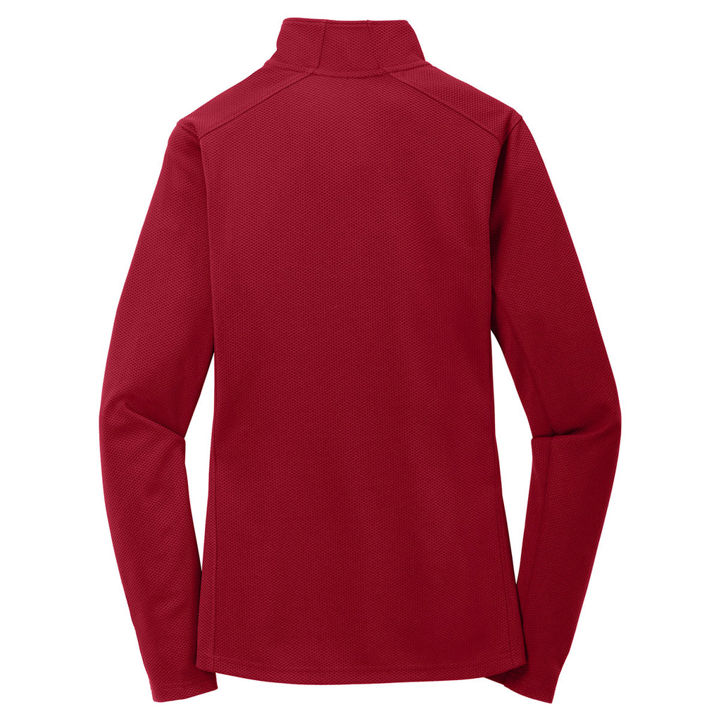 Sport-Tek Women's Deep Red Sport-Wick Textured 1/4-Zip Pullover