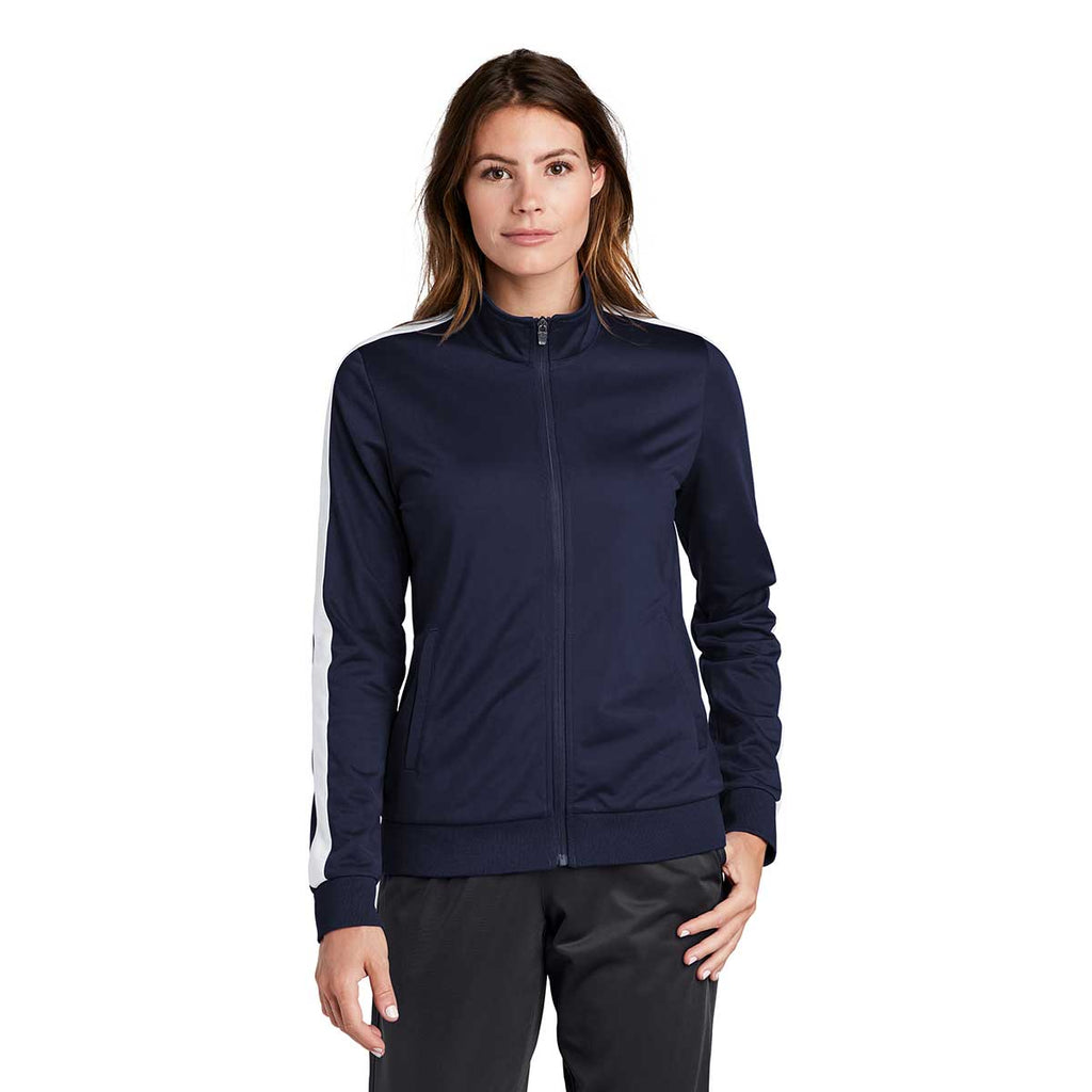 Sport-Tek Women's True Navy/White Tricot Track Jacket