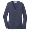 Port Authority Women's Navy Marl Marled Cardigan Sweater