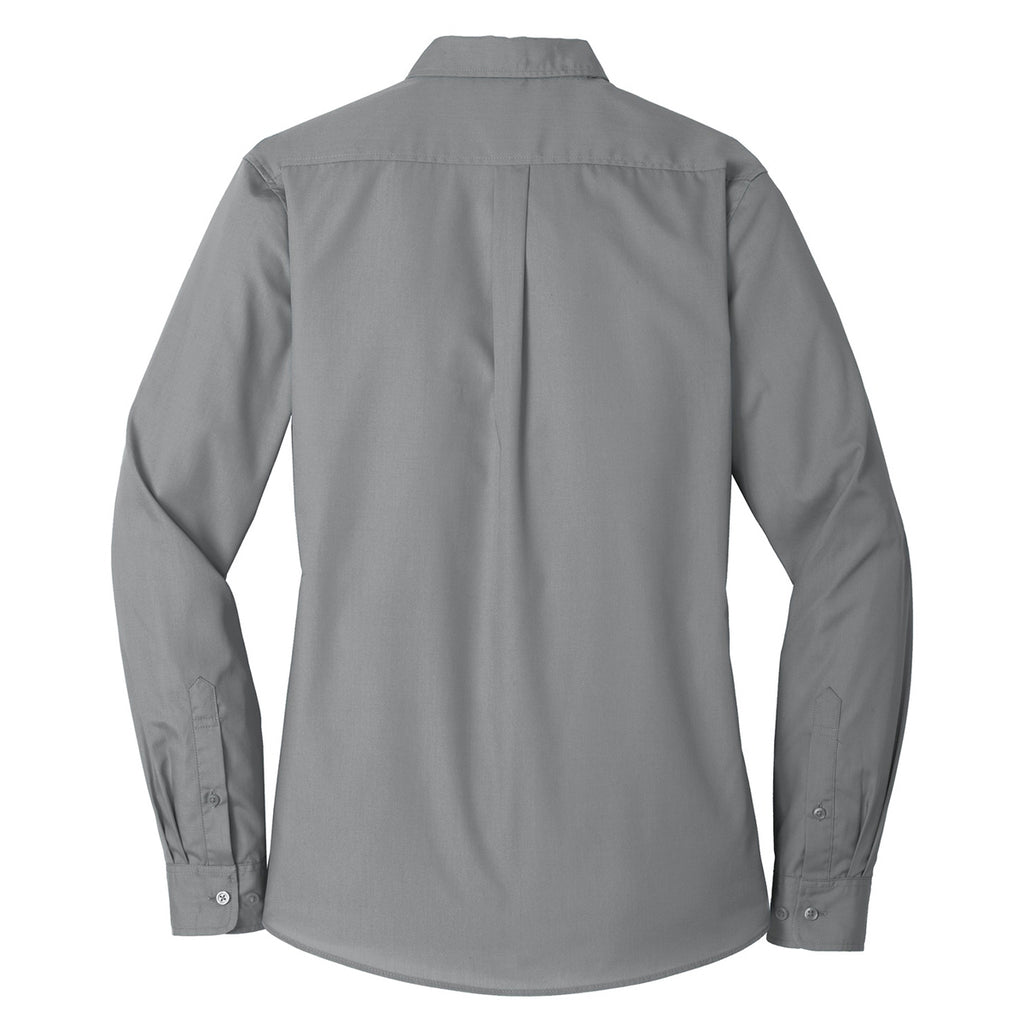 Port Authority Women's Gusty Grey Long Sleeve Carefree Poplin Shirt