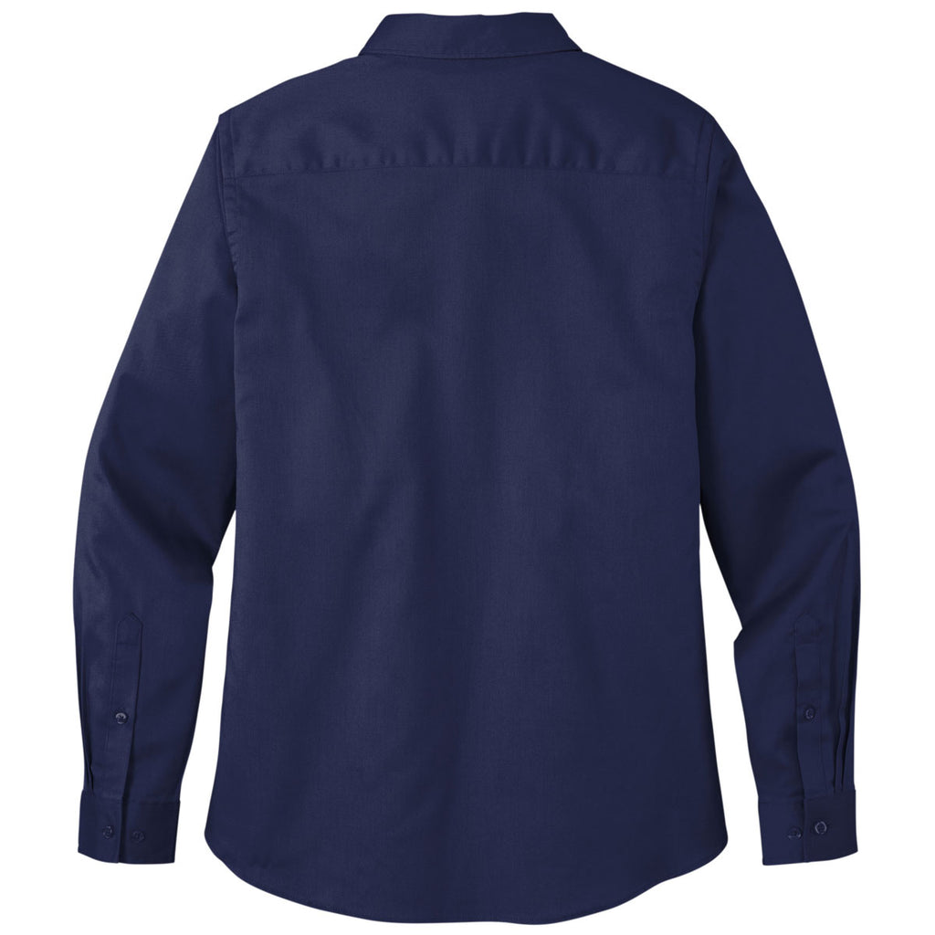 Port Authority Women's True Navy Long Sleeve SuperPro React