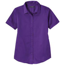 Port Authority Women's Purple Short Sleeve SuperPro React Twill Shirt