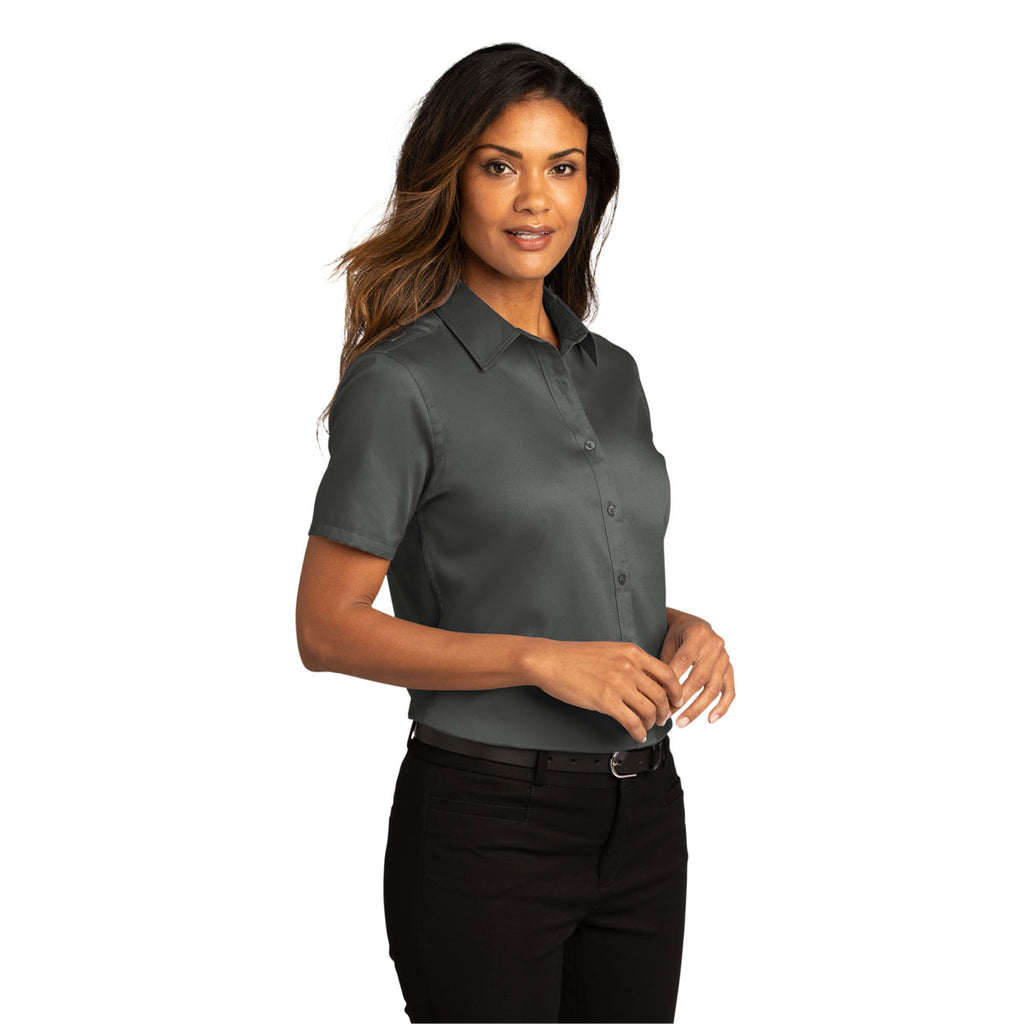 Port Authority Women's Storm Grey Short Sleeve SuperPro React Twill Shirt