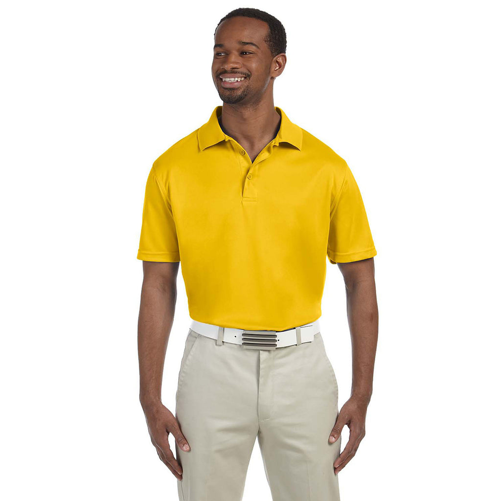 Harriton Men's Gold 4 oz. Polytech Polo