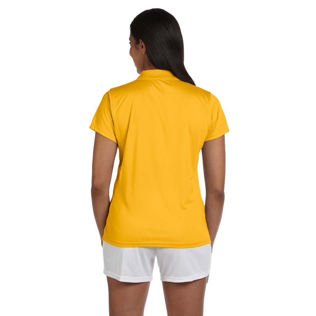 Harriton Women's Gold 4 oz. Polytech Polo