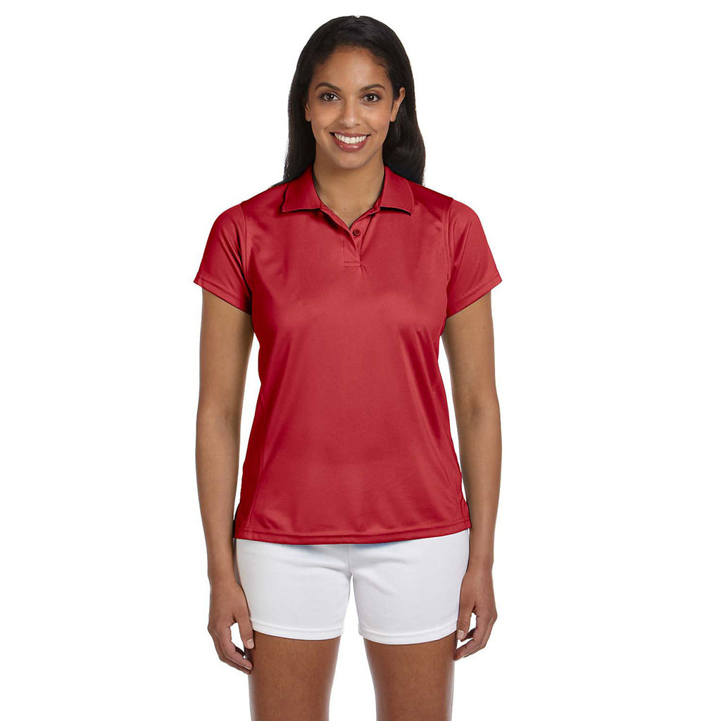 Harriton Women's Red 4 oz. Polytech Polo