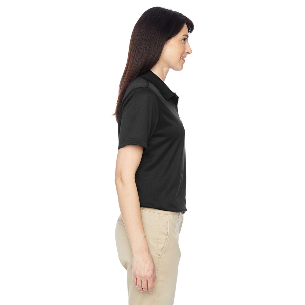 Harriton Women's Black Advantage IL Snap Placket Performance Polo