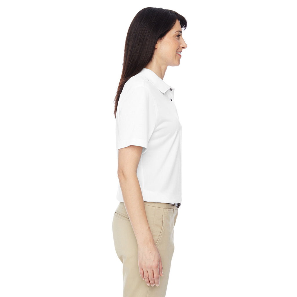 Harriton Women's White Advantage IL Snap Placket Performance Polo