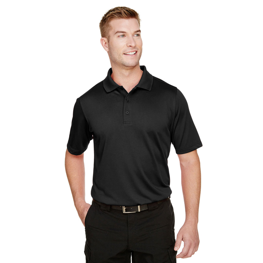 Harriton Men's Black Advantage Snag Protection Plus Polo