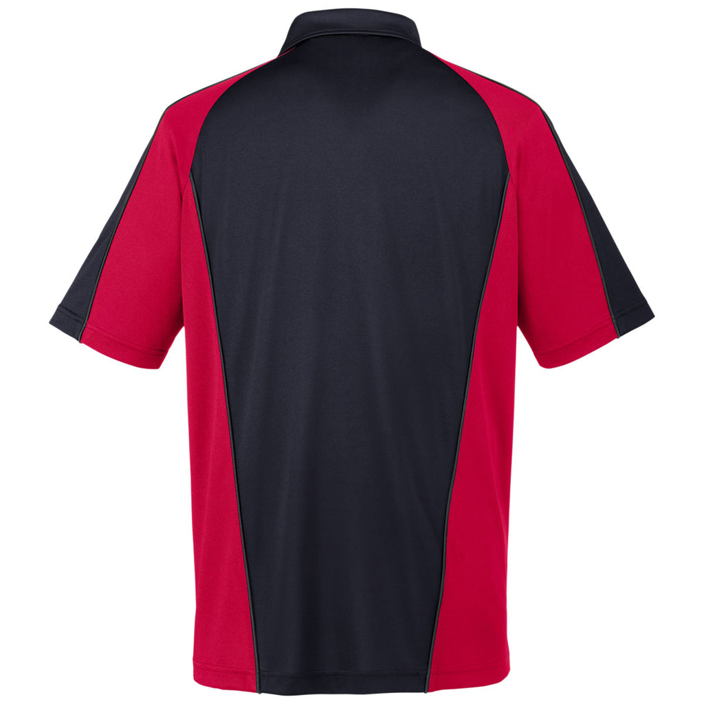 Harriton Men's Black/ Red/ Dark Charcoal Advantage Snag Protection Plus Colorblock Polo