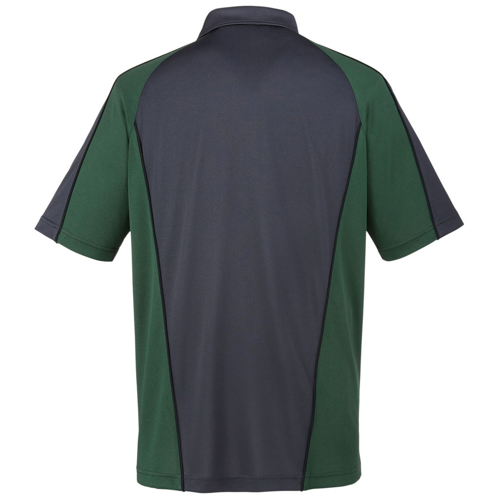 Harriton Men's Dark Charcoal/ Dark Green/ Black Advantage Snag Protection Plus Colorblock Polo