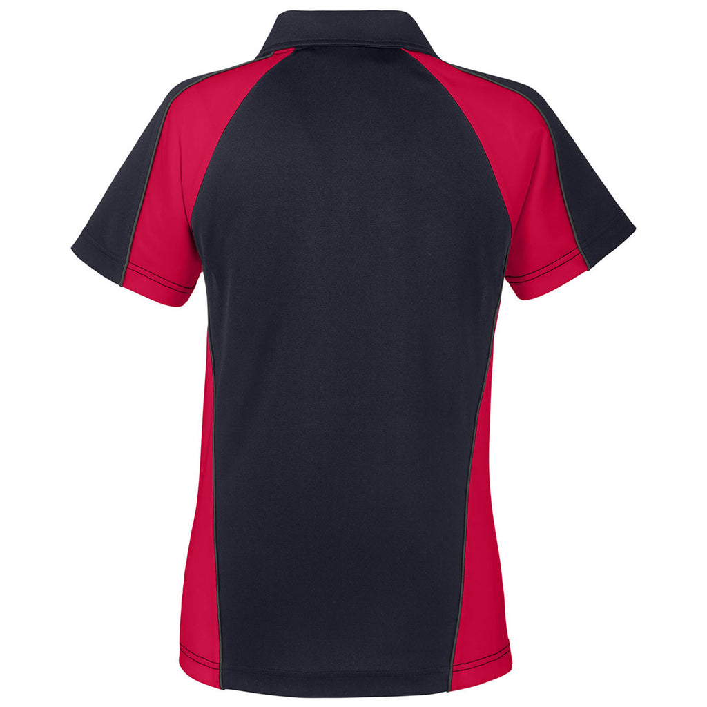 Harriton Women's Black/ Red/ Dark Charcoal Advantage Snag Protection Plus Colorblock Polo