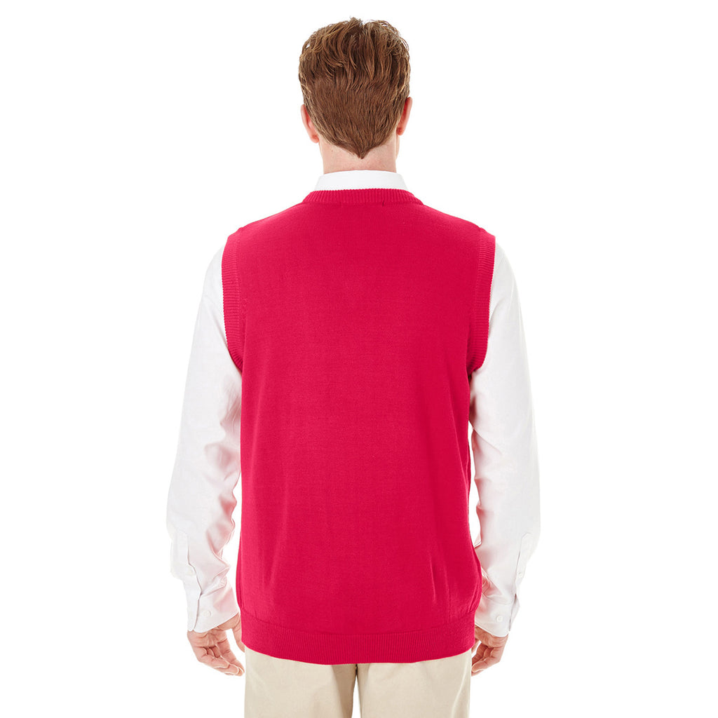 Harriton Men's Red Pilbloc V-Neck Sweater Vest