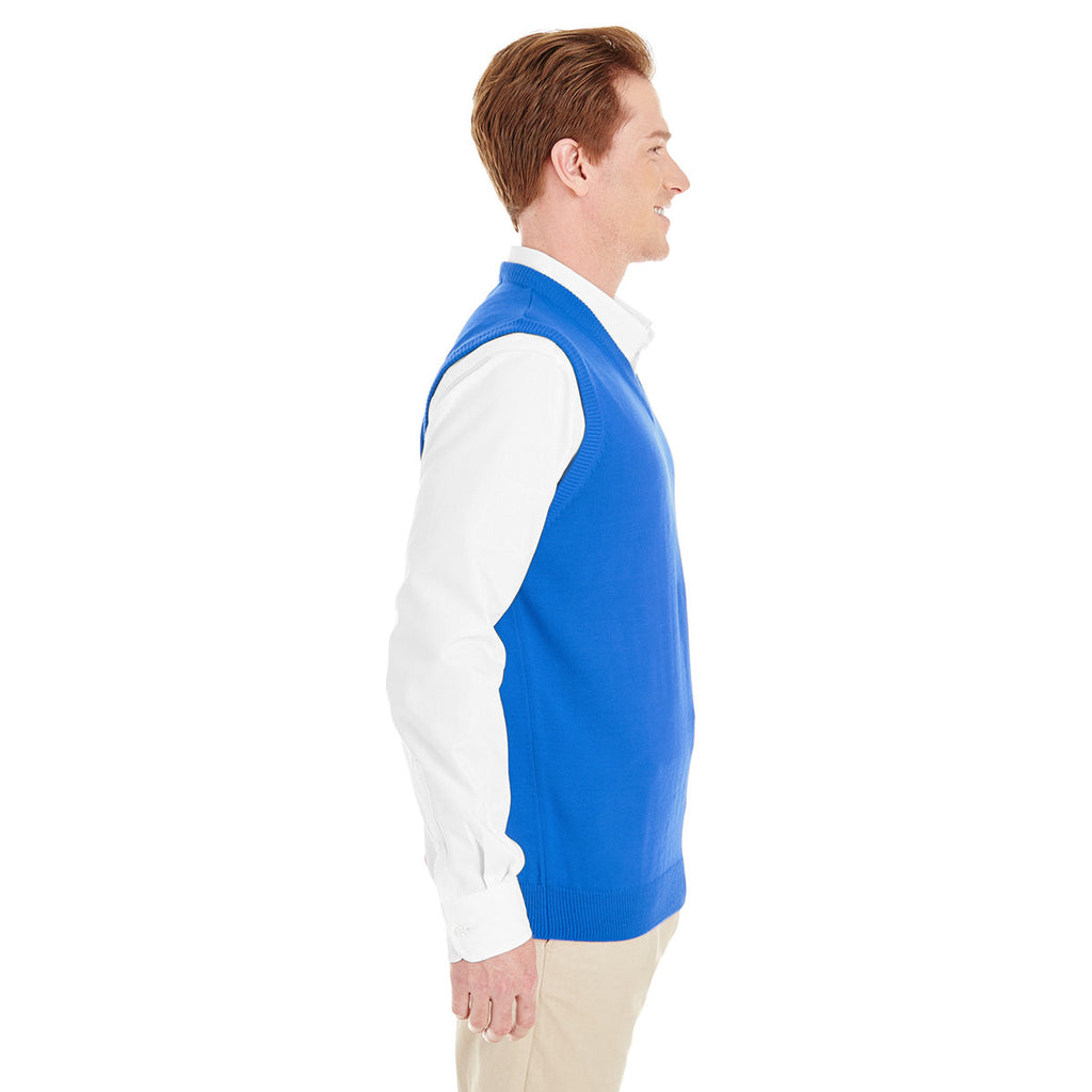 Harriton Men's True Royal Pilbloc V-Neck Sweater Vest