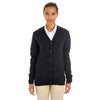 Harriton Women's Black Pilbloc V-Neck Button Cardigan Sweater