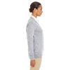 Harriton Women's Grey Heather Pilbloc V-Neck Button Cardigan Sweater