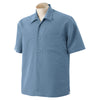 Harriton Men's Cloud Blue Barbados Textured Camp Shirt