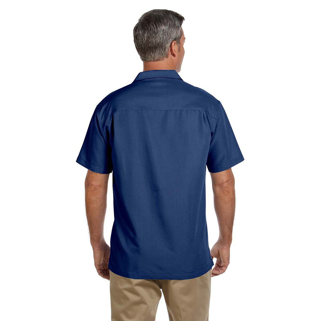 Harriton Men's Pool Blue Barbados Textured Camp Shirt