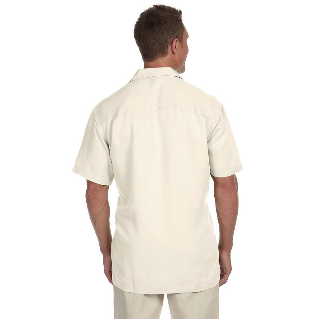 Harriton Men's Creme Bahama Cord Camp Shirt