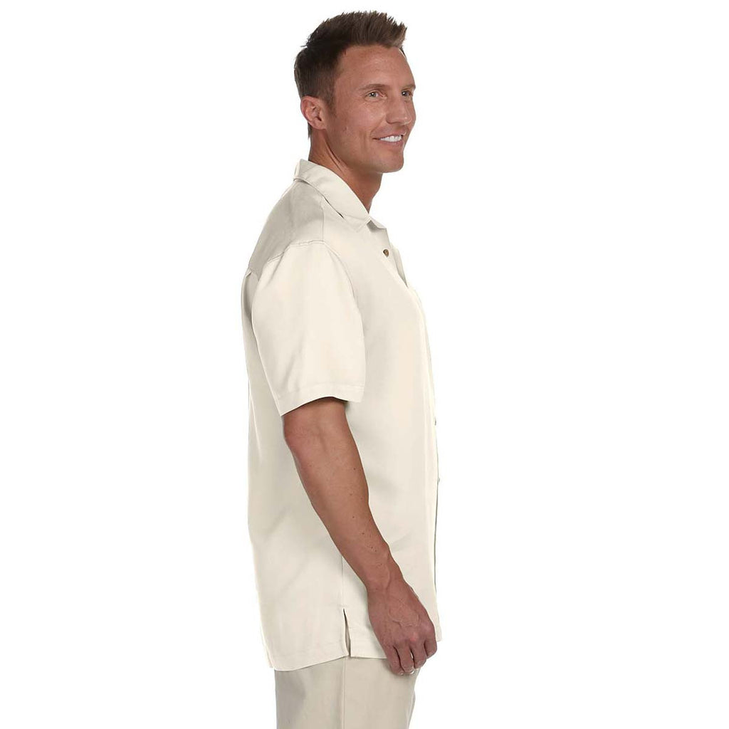 Harriton Men's Creme Bahama Cord Camp Shirt