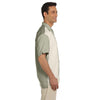 Harriton Men's Green Mist/Creme Two-Tone Bahama Cord Camp Shirt