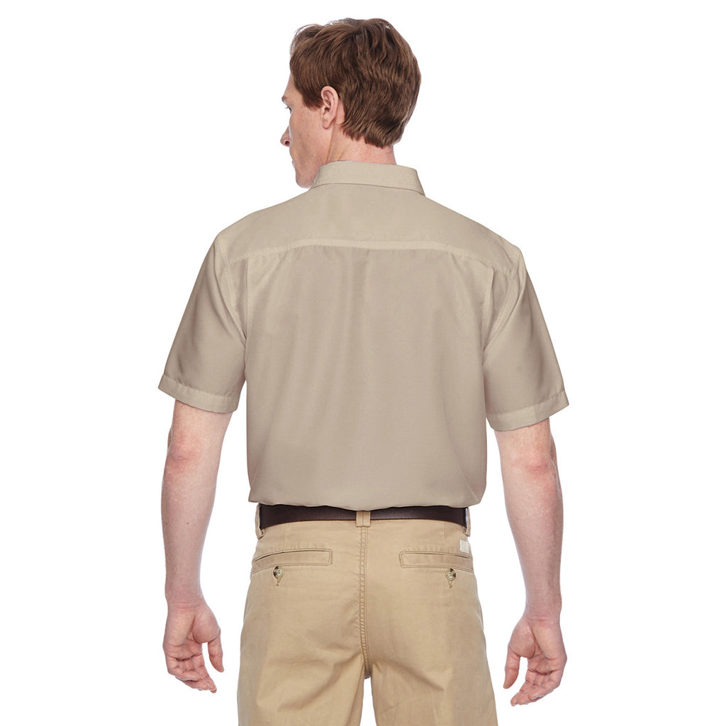 Harriton Men's Khaki Key West Short-Sleeve Performance Staff Shirt