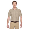 Harriton Men's Khaki Key West Short-Sleeve Performance Staff Shirt