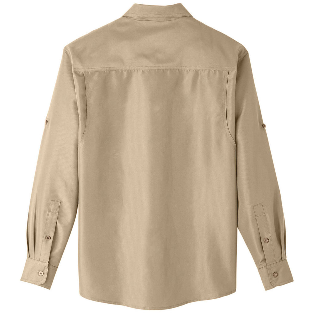 Harriton Men's Khaki Key West Long-Sleeve Performance Staff Shirt