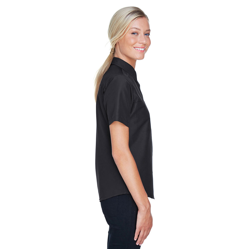 Harriton Women's Black Key West Short-Sleeve Performance Staff Shirt