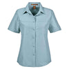 Harriton Women's Cloud Blue Key West Short-Sleeve Performance Staff Shirt