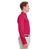 Harriton Men's Red Foundation 100% Cotton Long-Sleeve Twill Shirt with Teflon