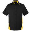 Harriton Men's Black/ Sunray Yellow Flash Colorblock Short Sleeve Shirt