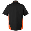 Harriton Men's Black/ Team Orange Flash Colorblock Short Sleeve Shirt