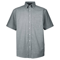 Harriton Men's Oxford Grey Short-Sleeve Oxford with Stain-Release