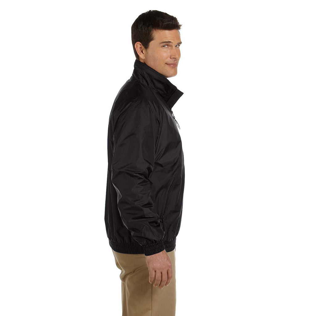 Harriton Men's Black/Black Fleece-Lined Nylon Jacket