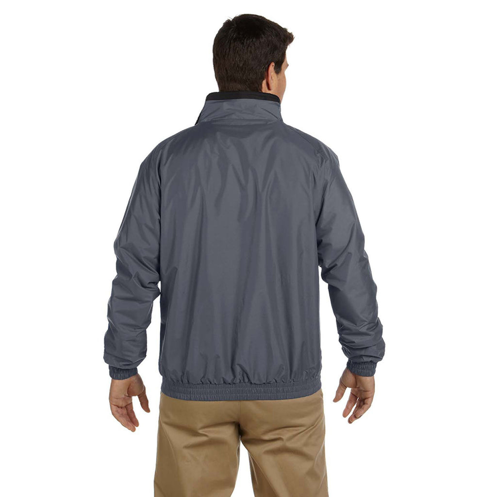 Harriton Men's Graphite/Black Fleece-Lined Nylon Jacket