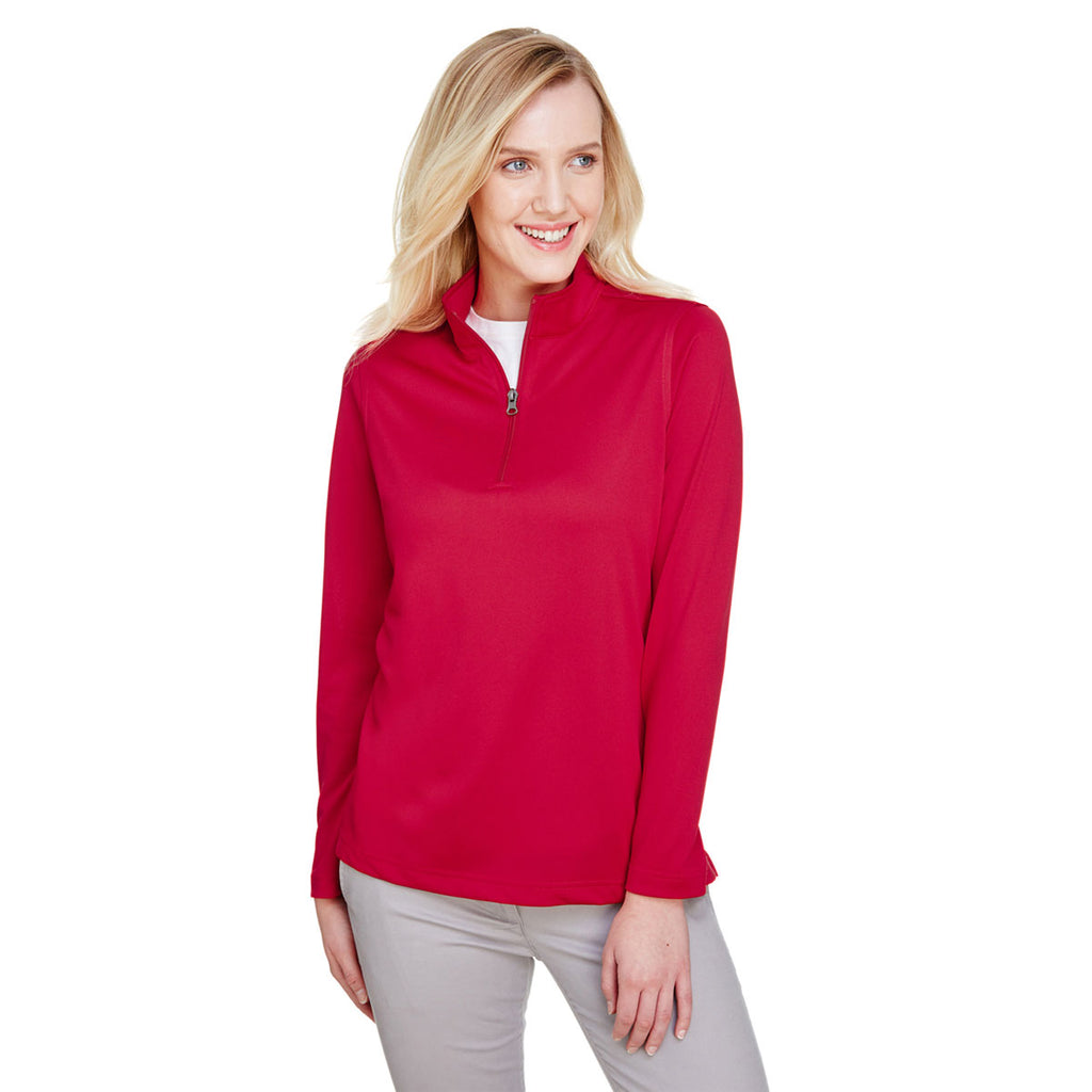 Harriton Women's Red Advantage Snag Protection Plus Quarter-Zip