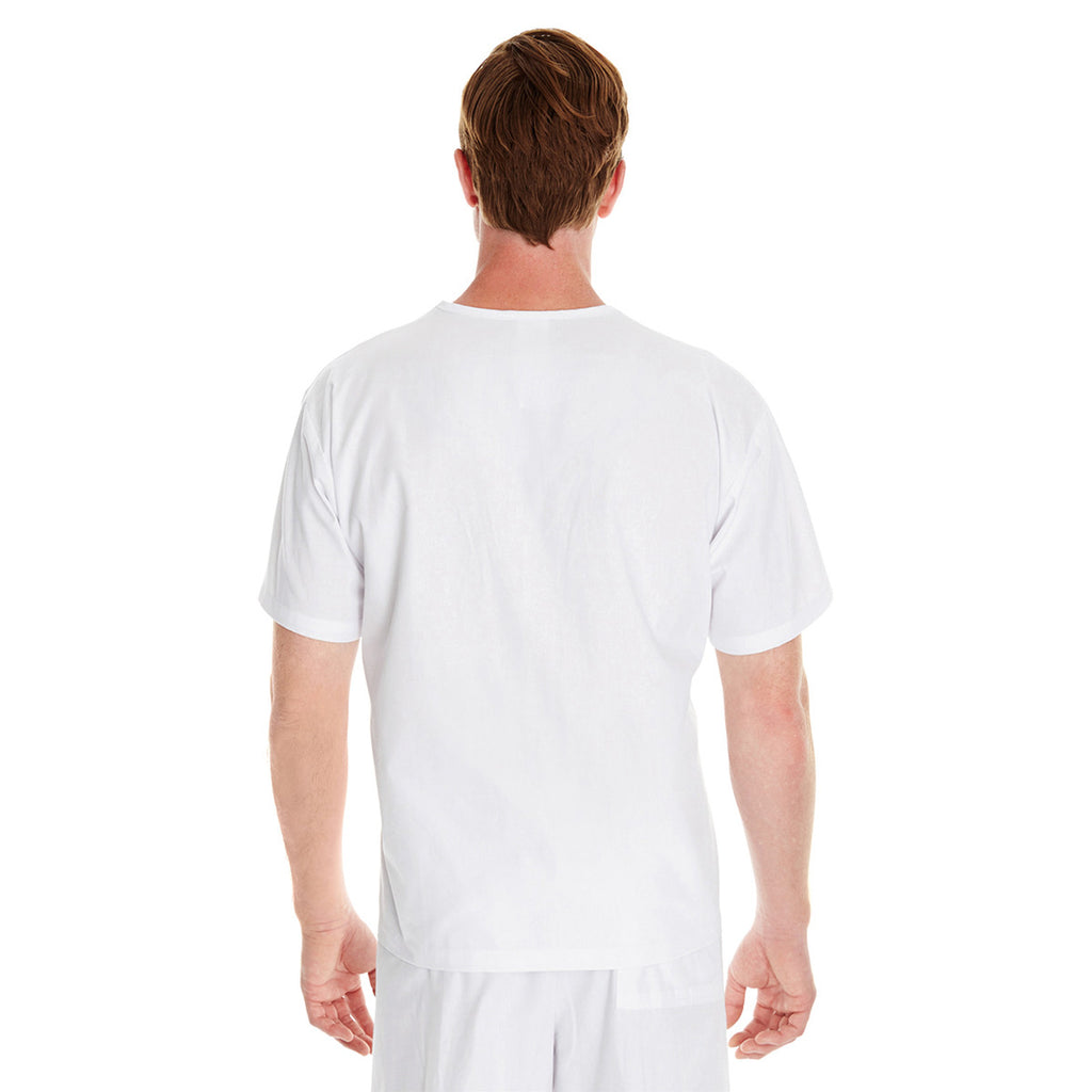 Harriton Men's White Restore 4.9 oz. Scrub Top