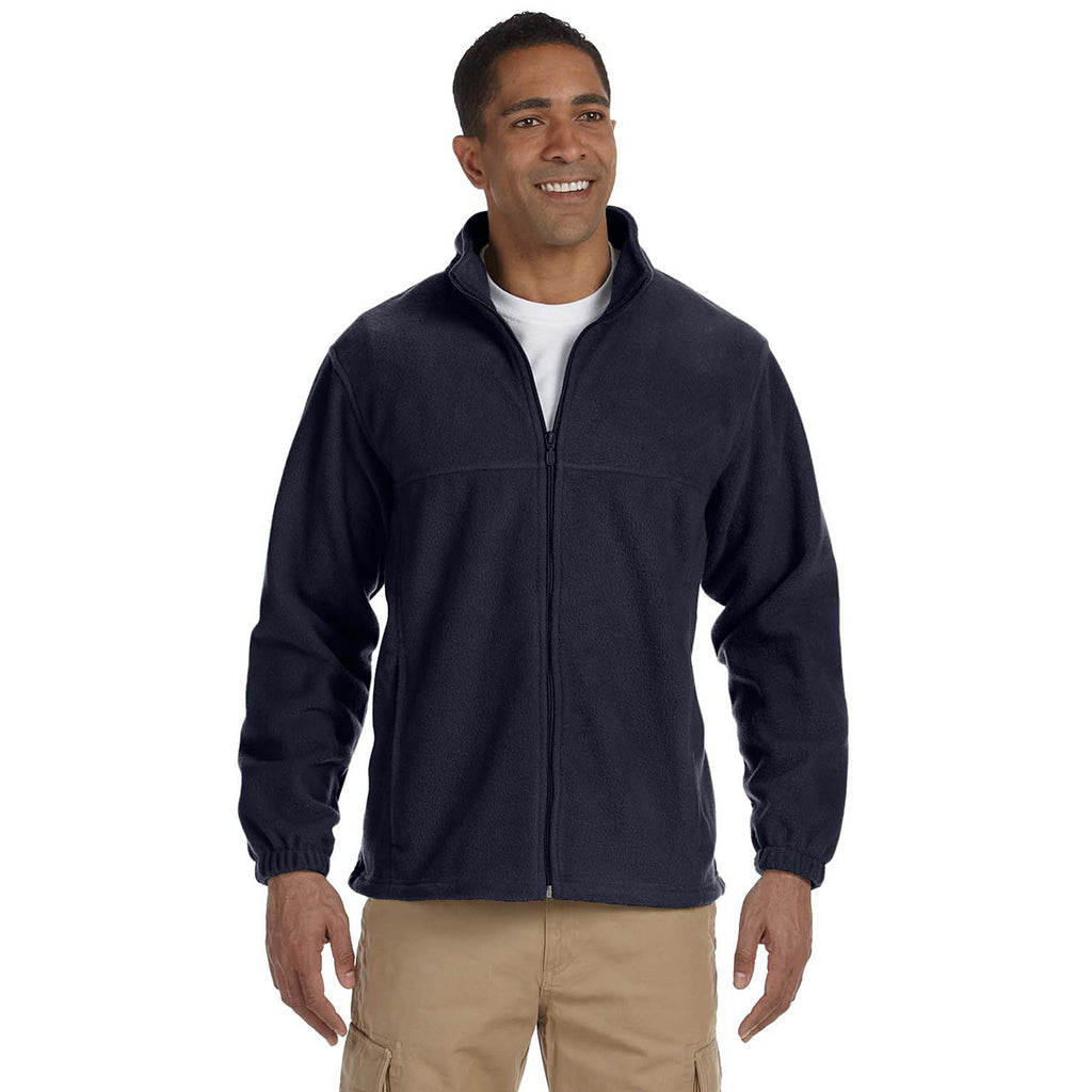 Harriton Men's Navy 8 oz. Full-Zip Fleece