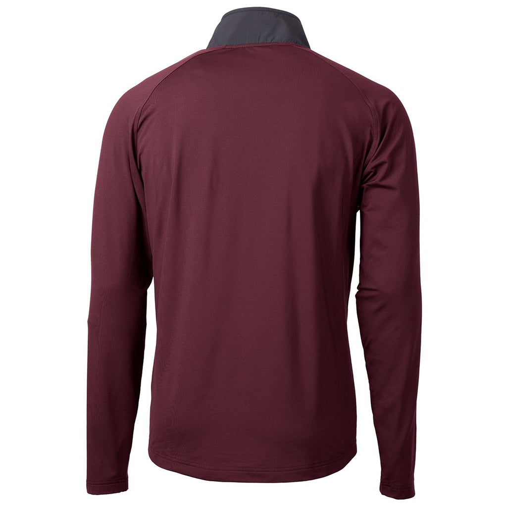 Cutter & Buck Men's Bordeaux/Black Adapt Eco Knit Hybrid Recycled Quarter Zip