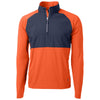 Cutter & Buck Men's College Orange/Navy Blue Adapt Eco Knit Hybrid Recycled Quarter Zip